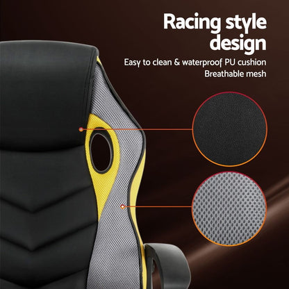Artiss Gaming Office Chair Computer Executive Racing Chairs High Back Yellow-Furniture > Office-PEROZ Accessories