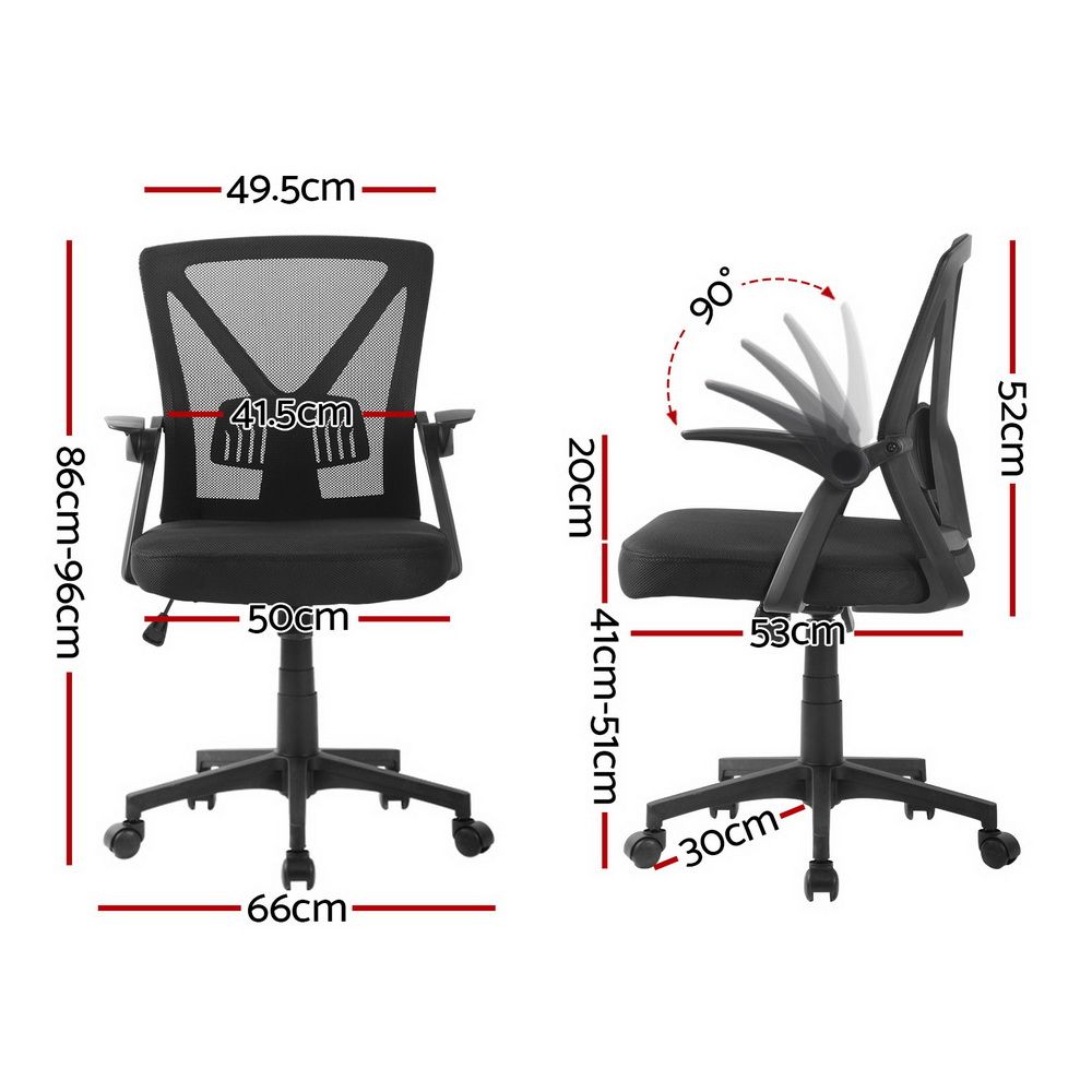 Artiss Mesh Office Chair Mid Back Black-Office Chairs-PEROZ Accessories