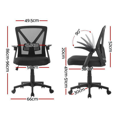Artiss Mesh Office Chair Mid Back Black-Office Chairs-PEROZ Accessories