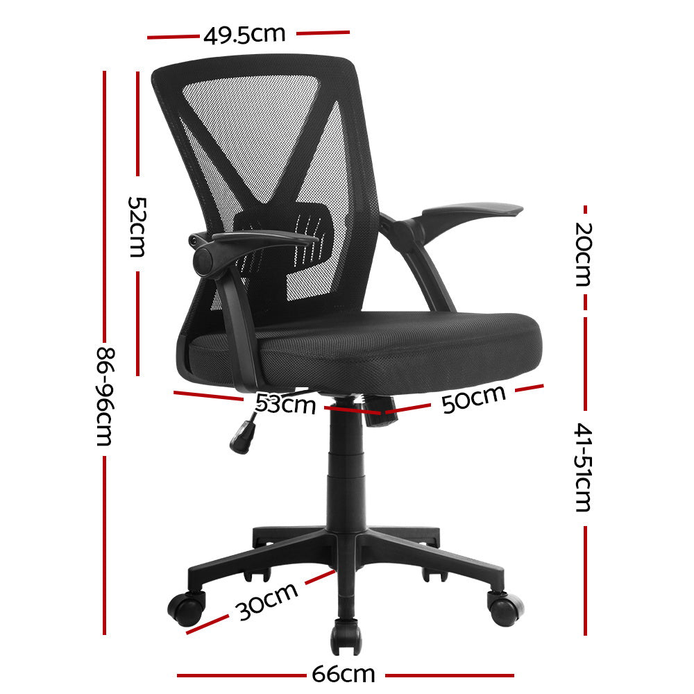 Artiss Mesh Office Chair Mid Back Black-Office Chairs-PEROZ Accessories