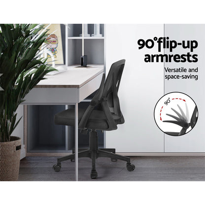 Artiss Mesh Office Chair Mid Back Black-Office Chairs-PEROZ Accessories