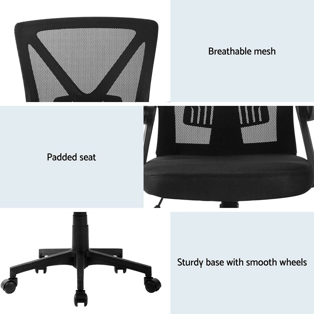 Artiss 2x Mesh Office Chair Mid Back Black-Furniture > Office > Office &amp; Desk Chairs-PEROZ Accessories