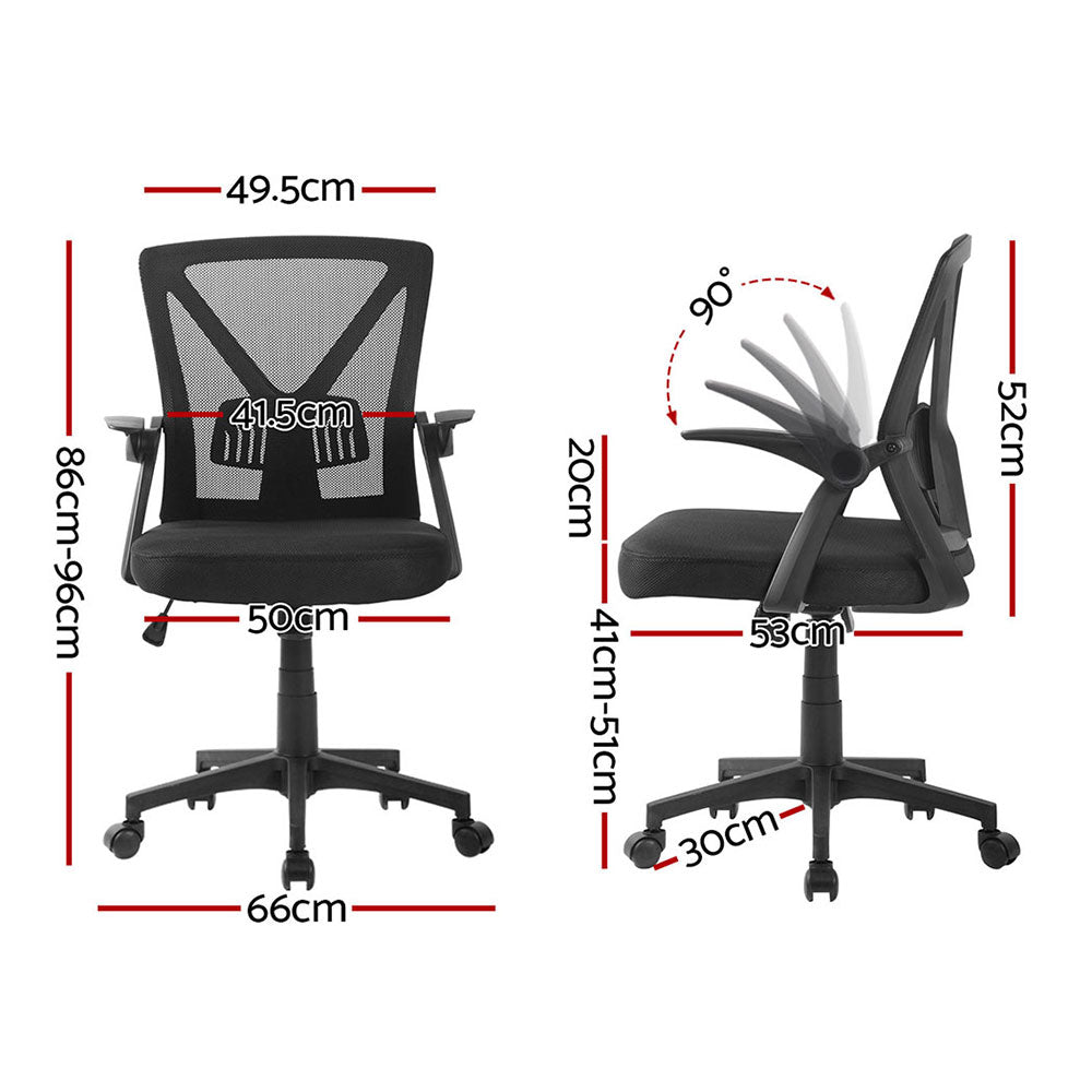 Artiss 2x Mesh Office Chair Mid Back Black-Furniture &gt; Office &gt; Office &amp; Desk Chairs-PEROZ Accessories