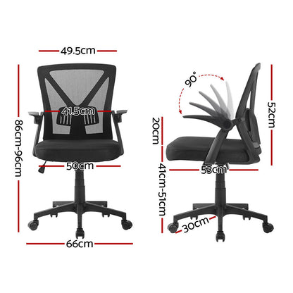 Artiss 2x Mesh Office Chair Mid Back Black-Furniture &gt; Office &gt; Office &amp; Desk Chairs-PEROZ Accessories