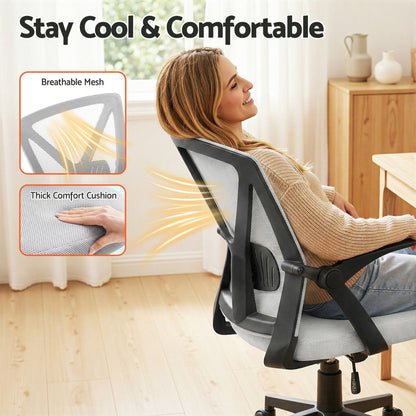 Artiss Mesh Office Chair Mid Back Grey-Office Chairs-PEROZ Accessories