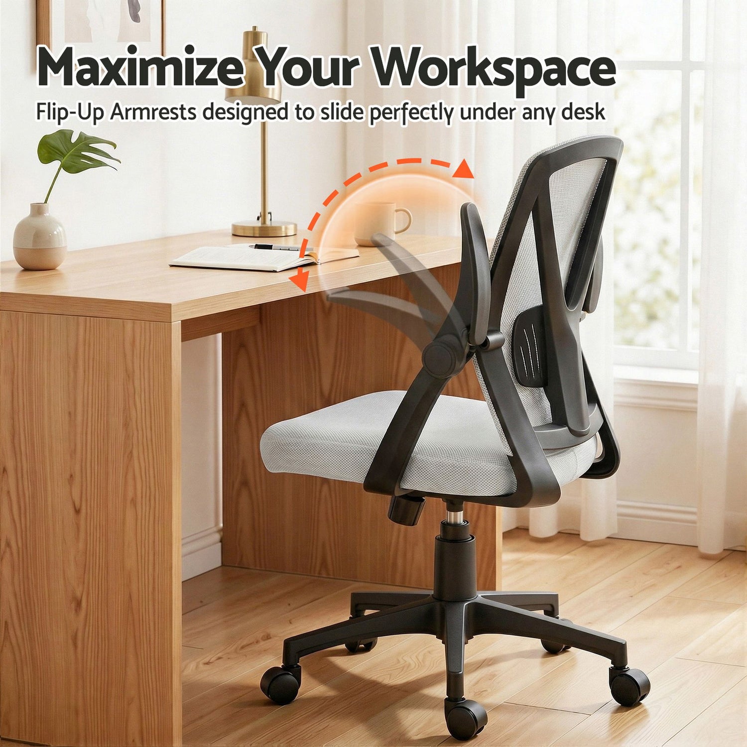 Artiss Mesh Office Chair Mid Back Grey-Office Chairs-PEROZ Accessories