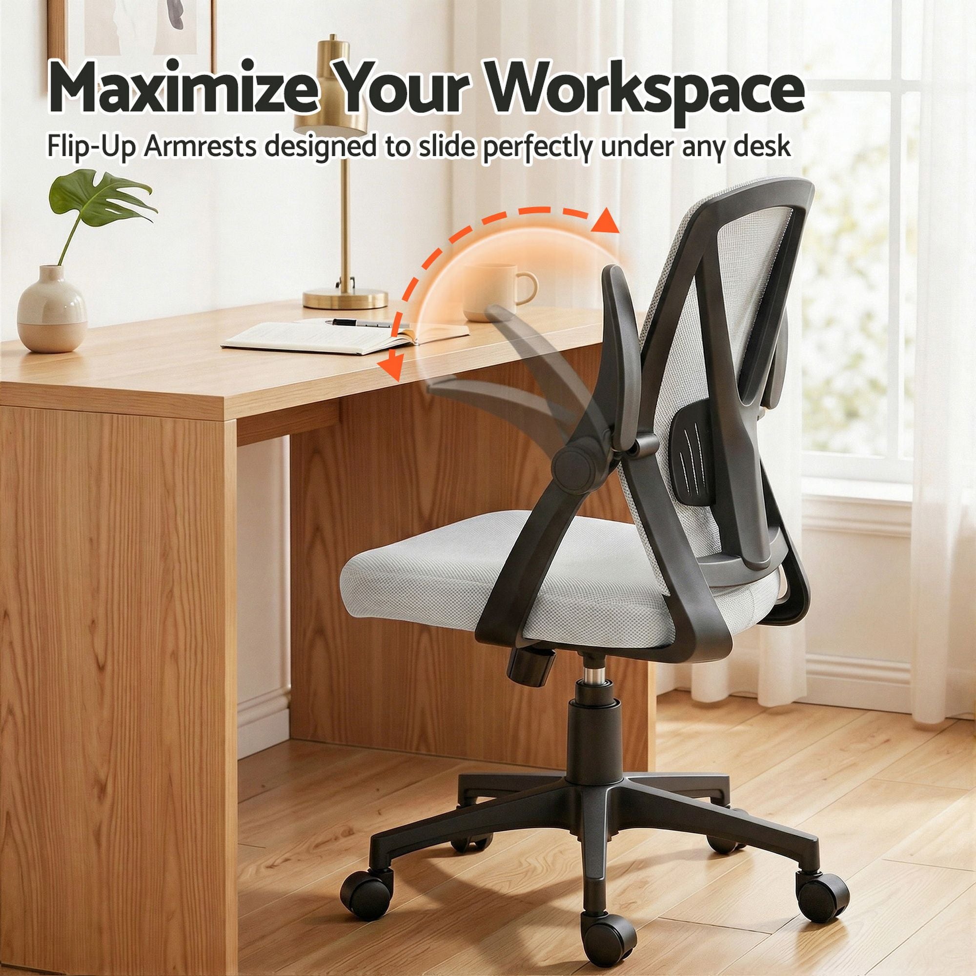 Artiss Mesh Office Chair Mid Back Grey-Office Chairs-PEROZ Accessories