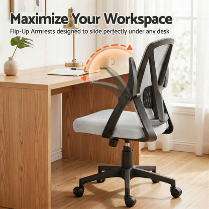 Artiss Mesh Office Chair Mid Back Grey-Office Chairs-PEROZ Accessories