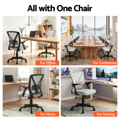 Artiss Mesh Office Chair Mid Back Grey-Office Chairs-PEROZ Accessories