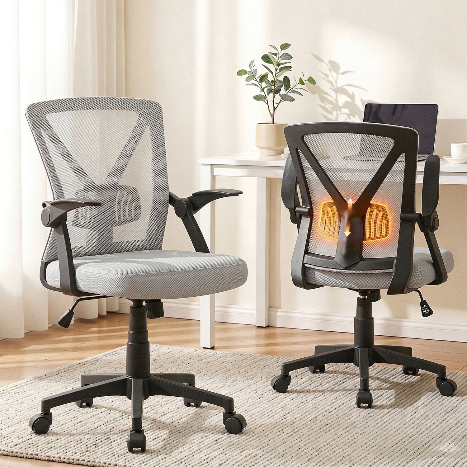Artiss Mesh Office Chair Mid Back Grey-Office Chairs-PEROZ Accessories