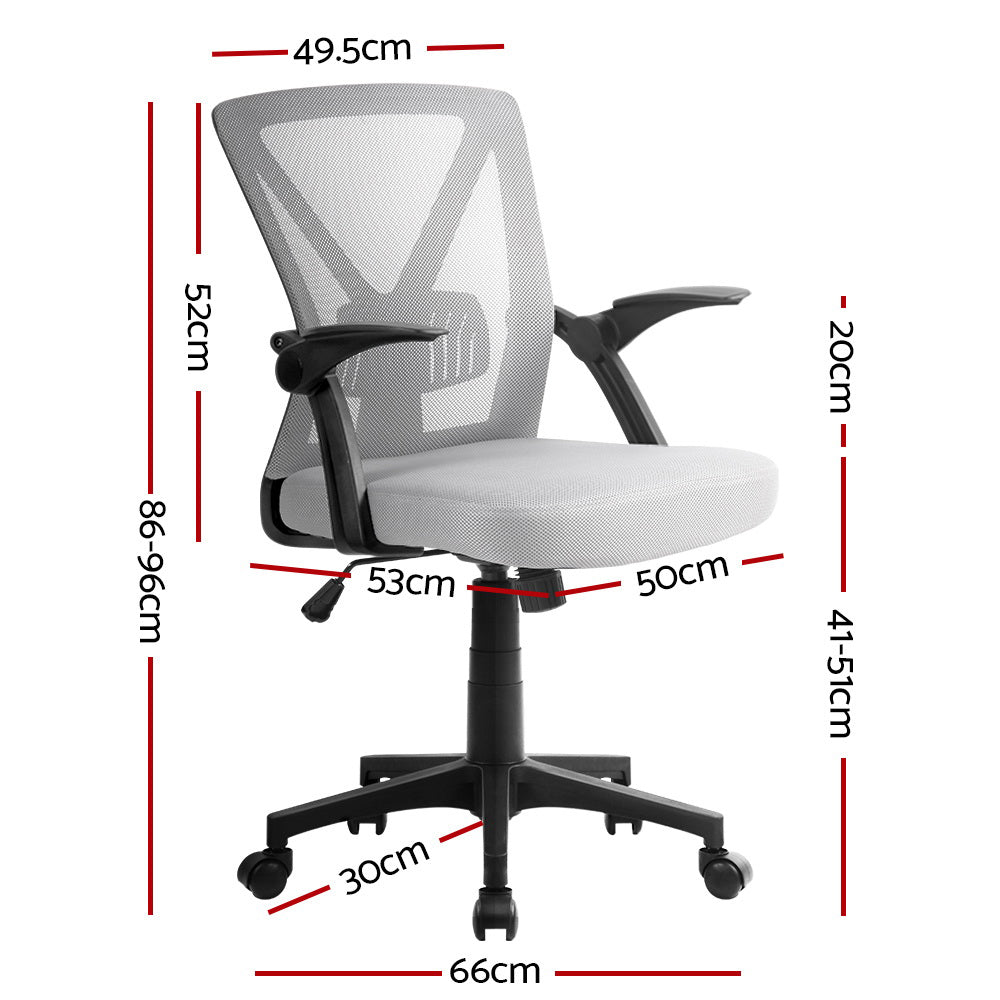 Artiss Mesh Office Chair Mid Back Grey-Office Chairs-PEROZ Accessories