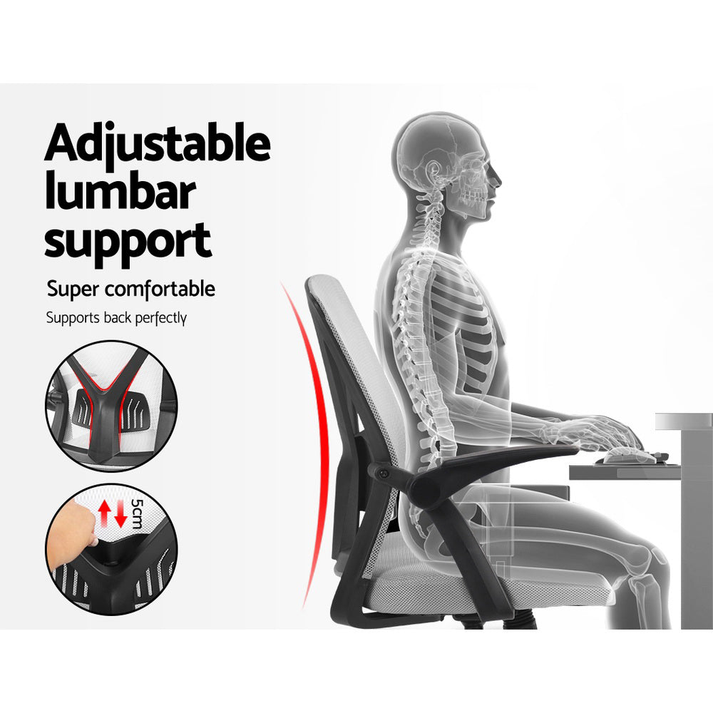 Artiss Mesh Office Chair Mid Back Grey-Office Chairs-PEROZ Accessories
