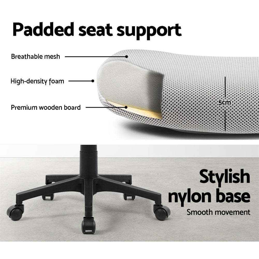 Artiss Mesh Office Chair Mid Back Grey-Office Chairs-PEROZ Accessories