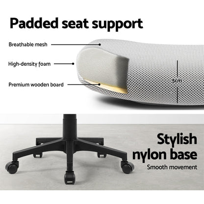 Artiss Mesh Office Chair Mid Back Grey-Office Chairs-PEROZ Accessories