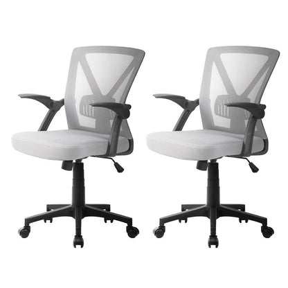 Artiss 2x Mesh Office Chair Mid Back Grey-Furniture > Office > Office &amp; Desk Chairs-PEROZ Accessories