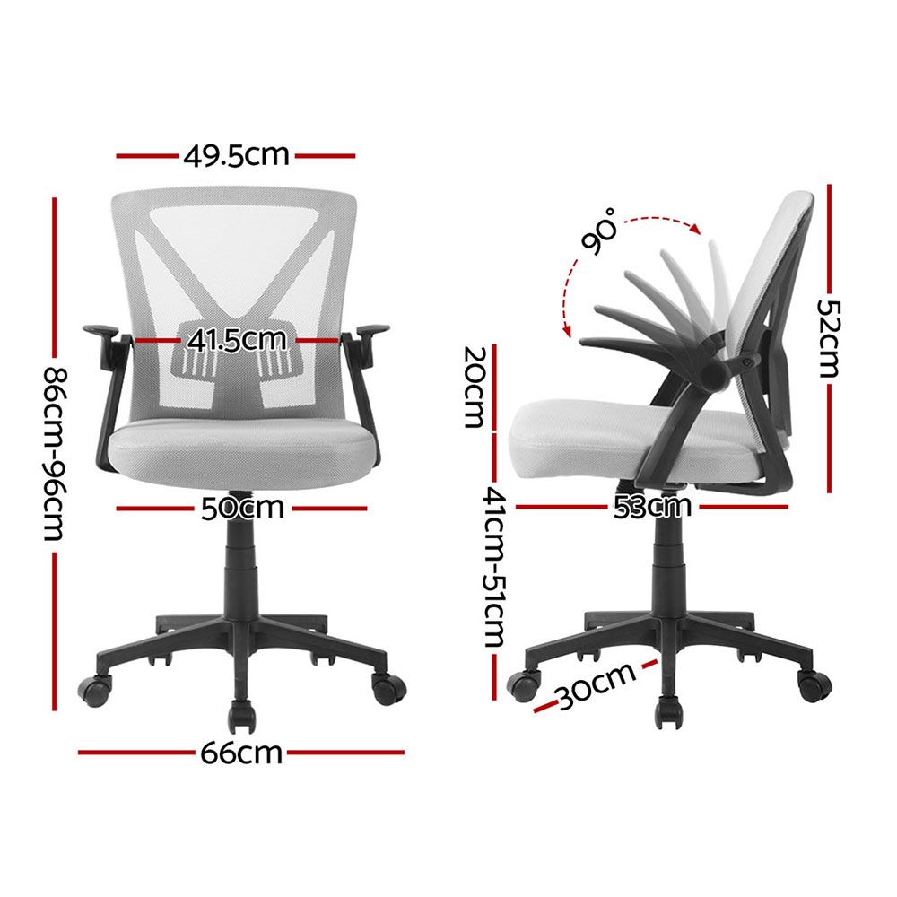 Artiss 2x Mesh Office Chair Mid Back Grey-Furniture > Office > Office &amp; Desk Chairs-PEROZ Accessories