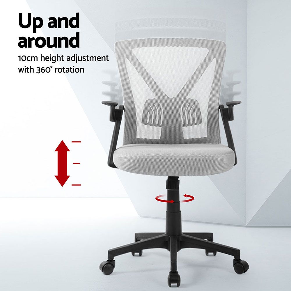 Artiss 2x Mesh Office Chair Mid Back Grey-Furniture > Office > Office &amp; Desk Chairs-PEROZ Accessories