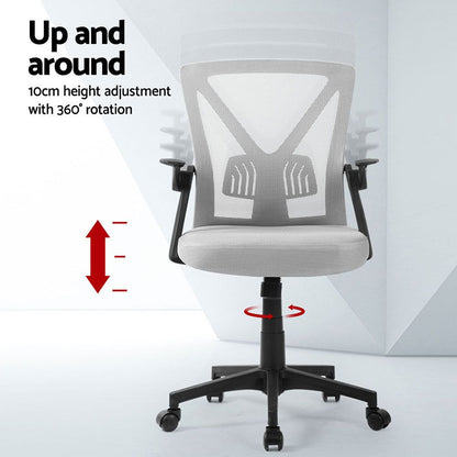 Artiss 2x Mesh Office Chair Mid Back Grey-Furniture > Office > Office &amp; Desk Chairs-PEROZ Accessories