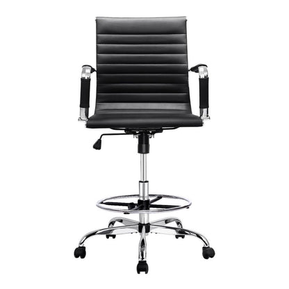 Artiss Office Chair Drafting Stool Leather Chairs Black-Office Chairs-PEROZ Accessories