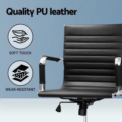 Artiss Office Chair Drafting Stool Leather Chairs Black-Office Chairs-PEROZ Accessories