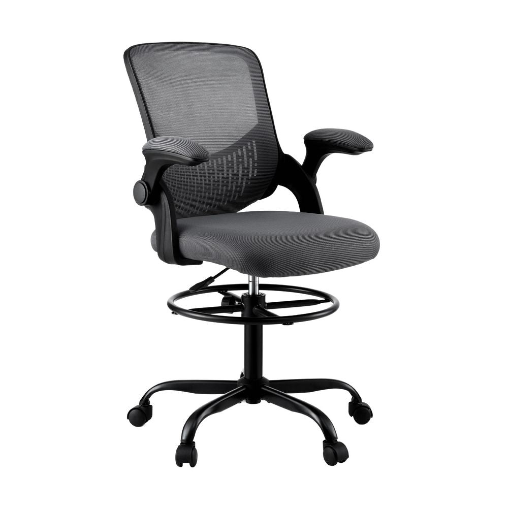 Artiss Office Chair Drafting Chairs Stool Computer Desk Studios Mesh Grey-Furniture > Office > Office &amp; Desk Chairs-PEROZ Accessories