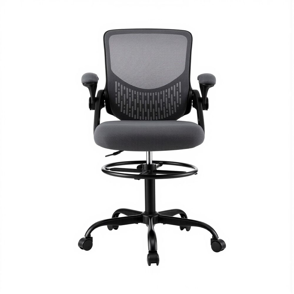Artiss Office Chair Drafting Chairs Stool Computer Desk Studios Mesh Grey-Furniture > Office > Office &amp; Desk Chairs-PEROZ Accessories
