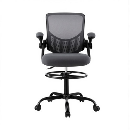 Artiss Office Chair Drafting Chairs Stool Computer Desk Studios Mesh Grey-Furniture > Office > Office &amp; Desk Chairs-PEROZ Accessories