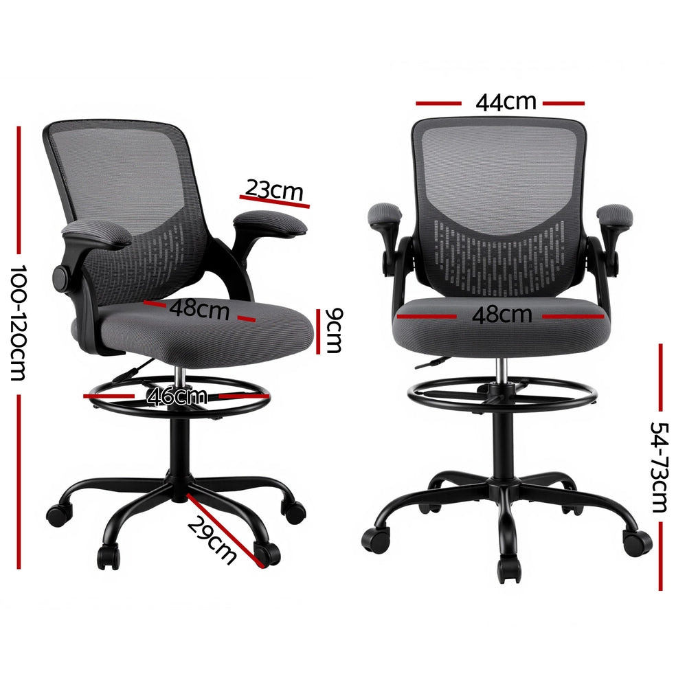 Artiss Office Chair Drafting Chairs Stool Computer Desk Studios Mesh Grey-Furniture &gt; Office &gt; Office &amp; Desk Chairs-PEROZ Accessories