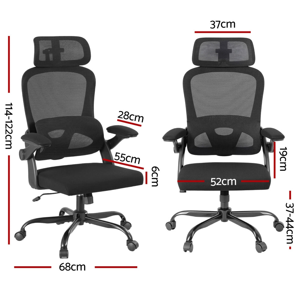 Artiss Ergonomic Office Chair Mesh Chairs Black-Furniture &gt; Office &gt; Office &amp; Desk Chairs-PEROZ Accessories