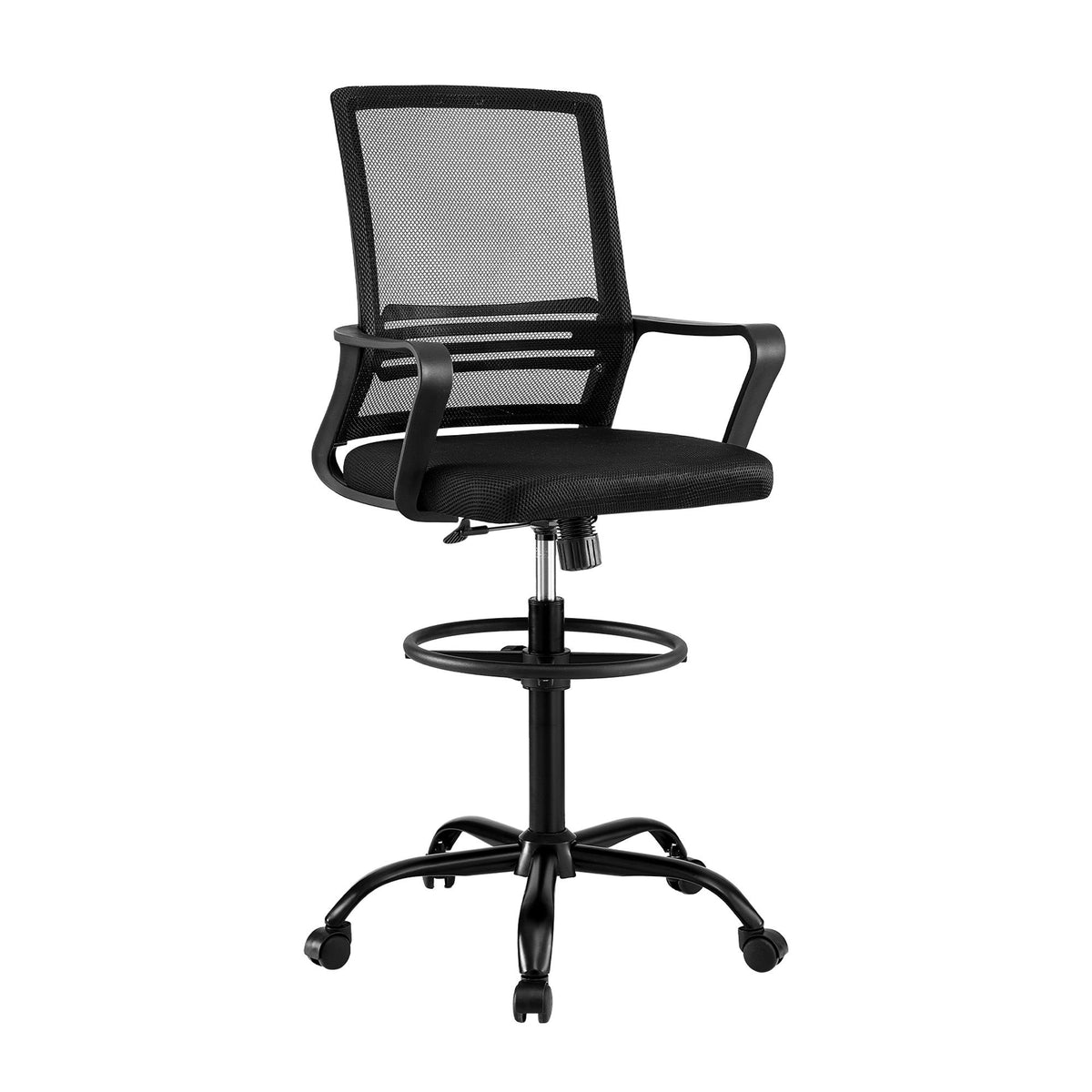 Artiss Office Chair Drafting Chairs Stool Computer Desk Studios Mesh Black-Furniture > Office > Office &amp; Desk Chairs-PEROZ Accessories