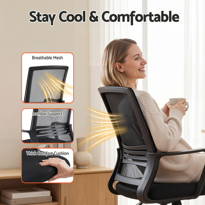 Artiss Office Chair Drafting Chairs Stool Computer Desk Studios Mesh Black-Furniture > Office > Office &amp; Desk Chairs-PEROZ Accessories
