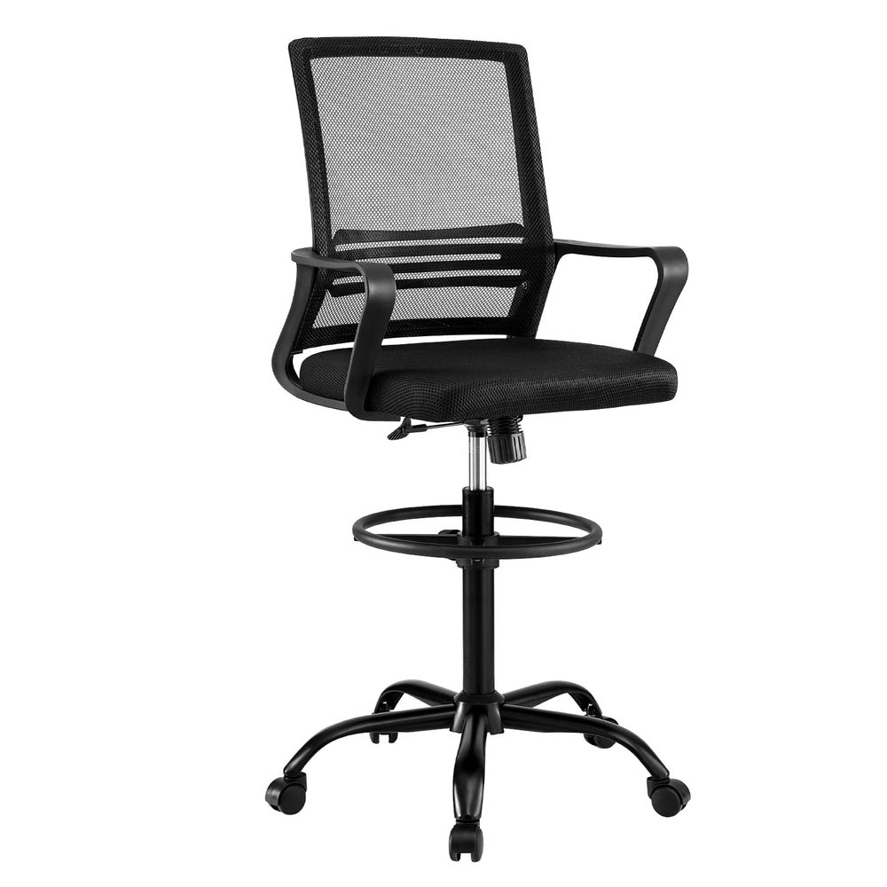 Artiss Office Chair Drafting Chairs Stool Computer Desk Studios Mesh Black-Furniture &gt; Office &gt; Office &amp; Desk Chairs-PEROZ Accessories
