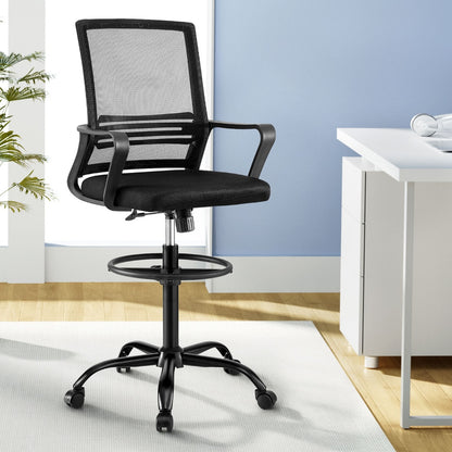 Artiss Office Chair Drafting Chairs Stool Computer Desk Studios Mesh Black-Furniture &gt; Office &gt; Office &amp; Desk Chairs-PEROZ Accessories