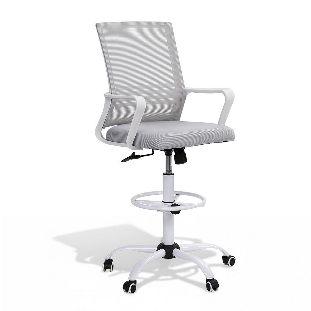 Artiss Office Chair Drafting Chairs Stool Computer Desk Studios Mesh White-Furniture > Office > Office &amp; Desk Chairs-PEROZ Accessories