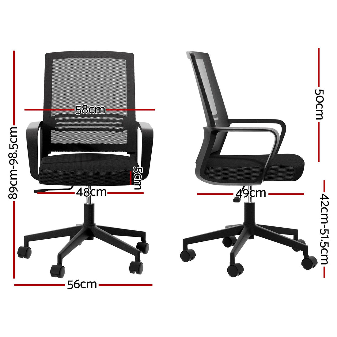 Artiss Mesh Office Chair Mid Back Black-Office Chairs-PEROZ Accessories