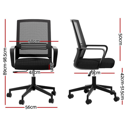 Artiss Mesh Office Chair Mid Back Black-Office Chairs-PEROZ Accessories