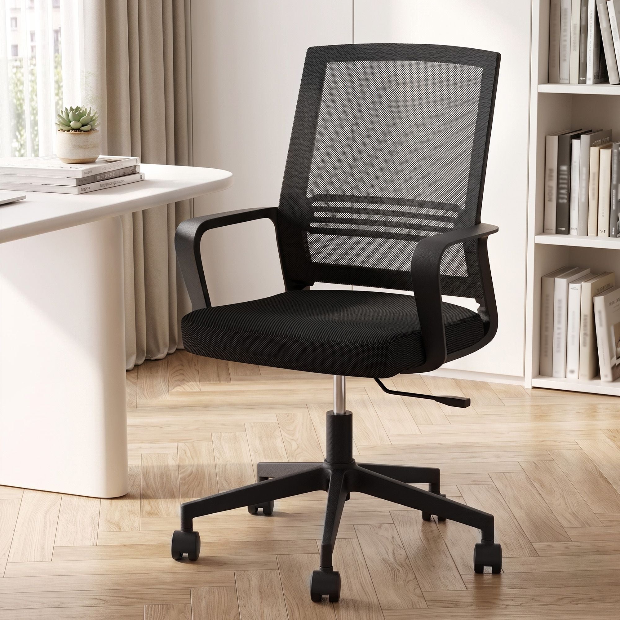Artiss Mesh Office Chair Mid Back Black-Office Chairs-PEROZ Accessories