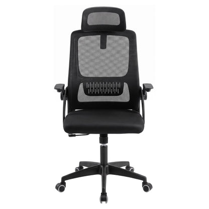 Artiss Ergonomic Office Chair Mesh Deak Chair with Flip-up Arms Adjustable Headrest Black-Furniture > Office > Office &amp; Desk Chairs-PEROZ Accessories