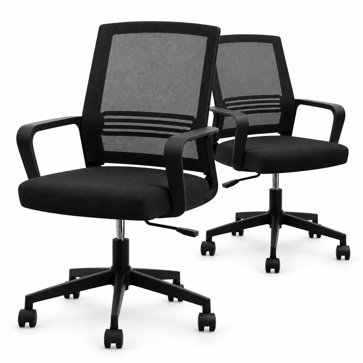 Artiss 2x Ergonomic Office Chair Mesh Mid Back Home Office Desk Chairs with Lumbar Support Black-Furniture > Office > Office &amp; Desk Chairs-PEROZ Accessories