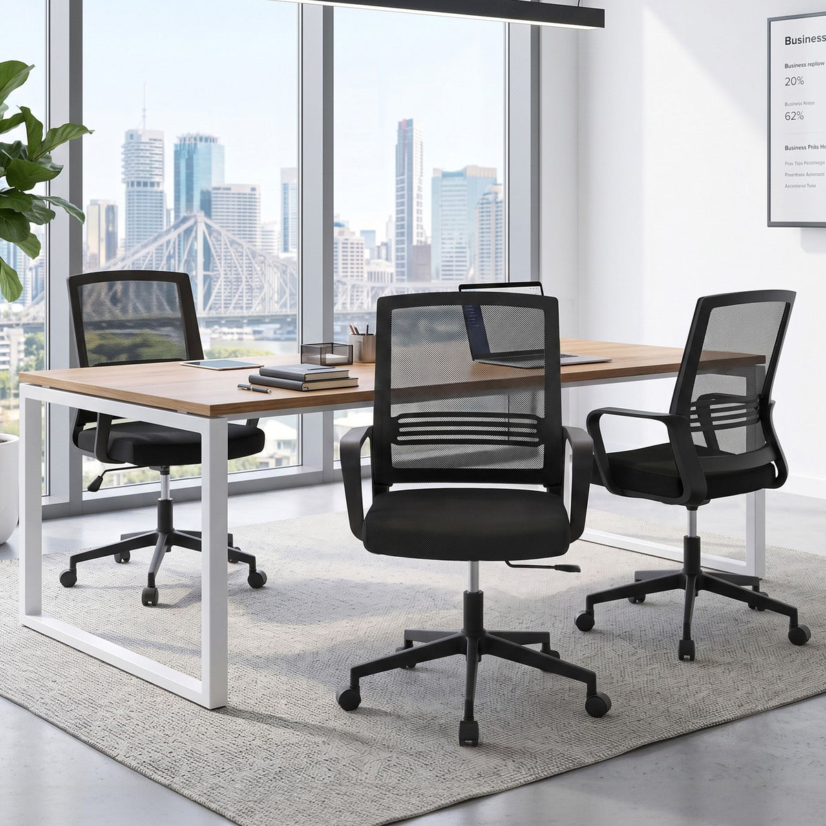 Artiss 2x Ergonomic Office Chair Mesh Mid Back Home Office Desk Chairs with Lumbar Support Black-Furniture > Office > Office &amp; Desk Chairs-PEROZ Accessories