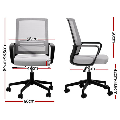 Artiss Mesh Office Chair Mid Back Grey-Office Chairs-PEROZ Accessories