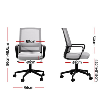 Artiss Mesh Office Chair Computer Gaming Desk Chairs Work Study Mid Back Grey-Office Chairs-PEROZ Accessories