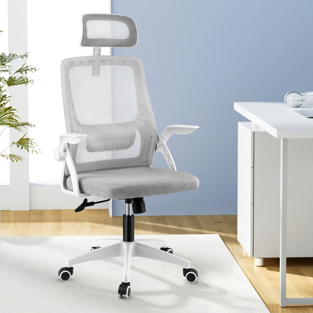 Artiss Ergonomic Office Chair Computer Desk Chairs Headrest Adjustable Grey-Furniture &gt; Office &gt; Office &amp; Desk Chairs-PEROZ Accessories