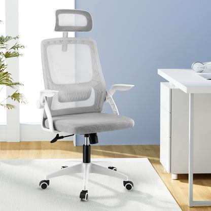 Artiss Ergonomic Office Chair Computer Desk Chairs Headrest Adjustable Grey-Furniture &gt; Office &gt; Office &amp; Desk Chairs-PEROZ Accessories