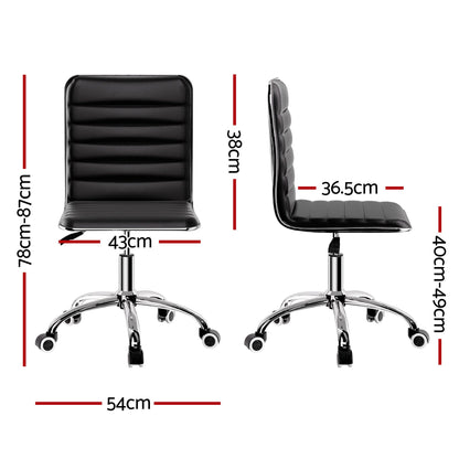 Artiss Office Chair Conference Chairs PU Leather Low Back Black-Office Chairs-PEROZ Accessories