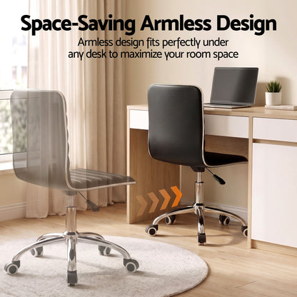 Artiss Office Chair Conference Chairs PU Leather Low Back Black-Office Chairs-PEROZ Accessories