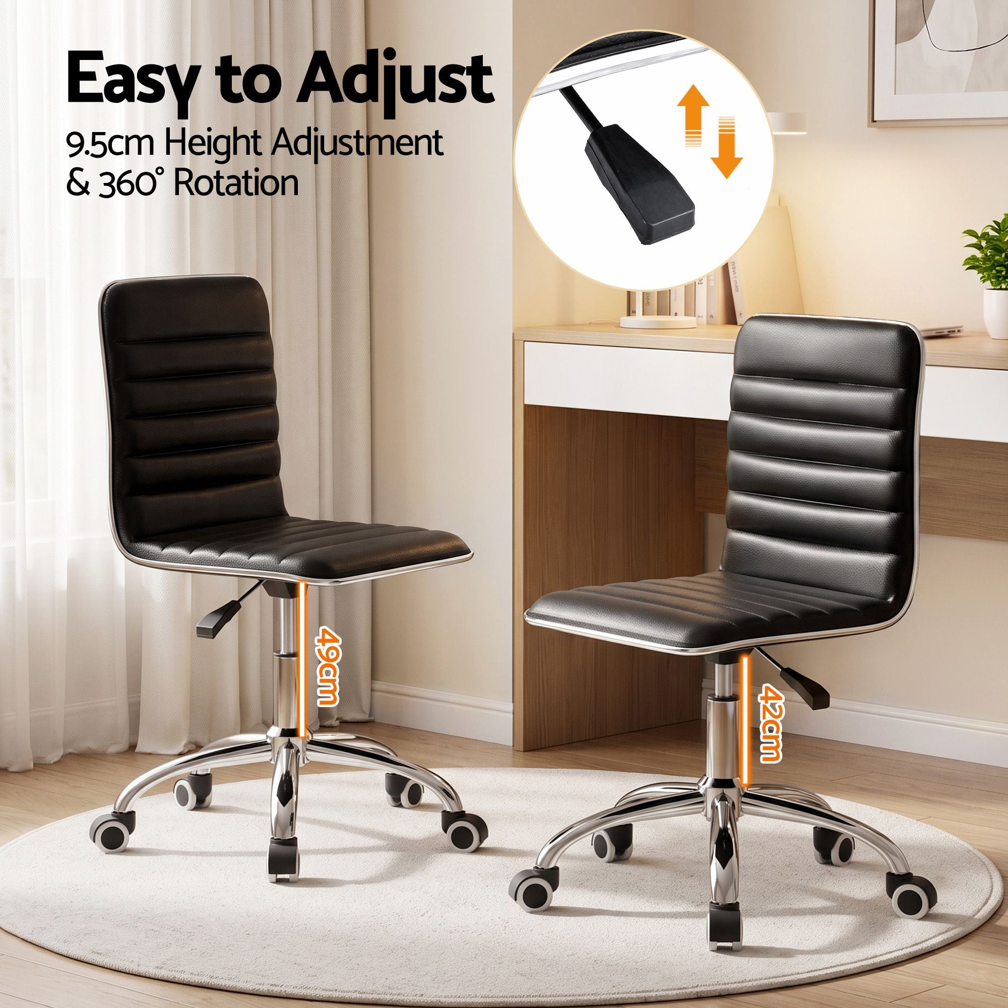 Artiss Office Chair Conference Chairs PU Leather Low Back Black-Office Chairs-PEROZ Accessories