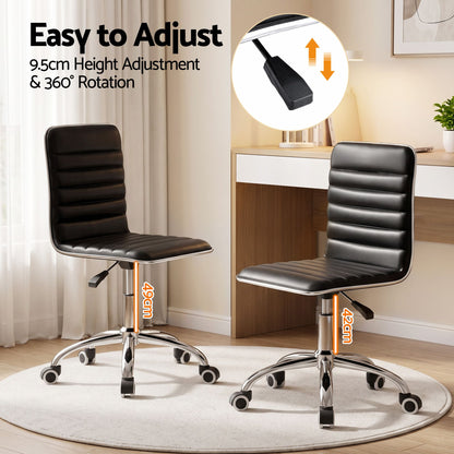 Artiss Office Chair Conference Chairs PU Leather Low Back Black-Office Chairs-PEROZ Accessories