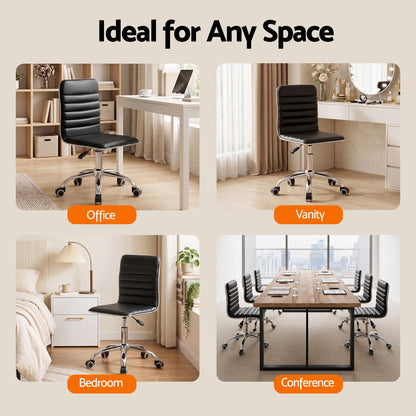 Artiss Office Chair Conference Chairs PU Leather Low Back Black-Office Chairs-PEROZ Accessories