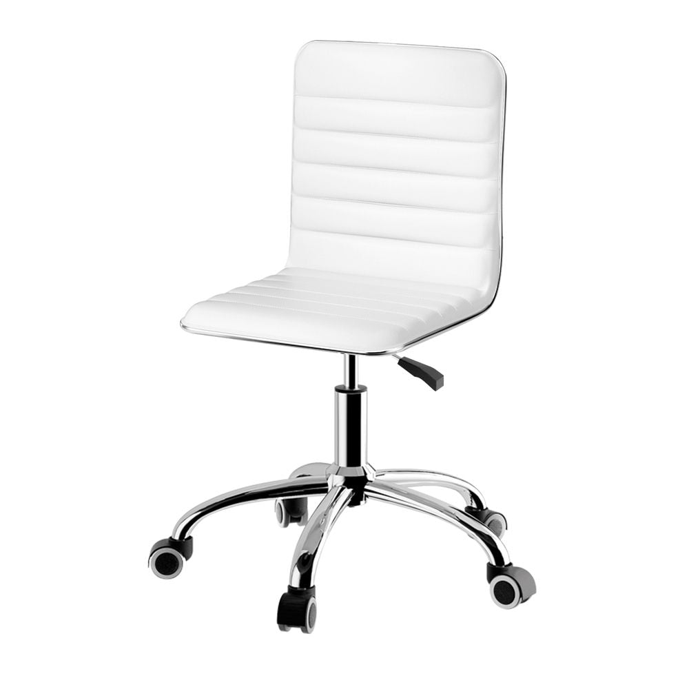 Artiss Office Chair Conference Chairs PU Leather Low Back White-Office Chairs-PEROZ Accessories